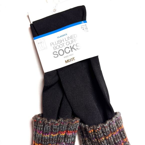 MIXIT Cold Winter  Weather Plush Lined Boot Cuff Knee High Socks  Sz OS NWT - Picture 7 of 10